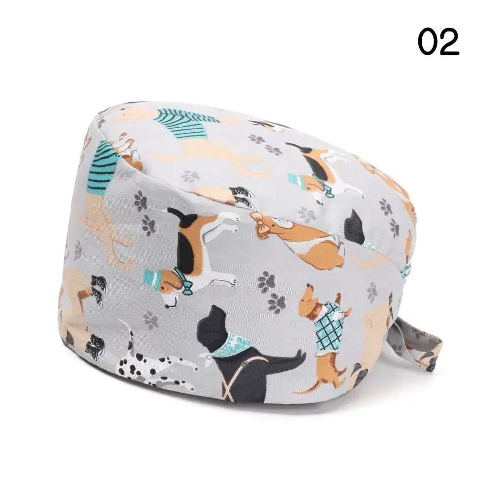 Adjustable Surgical Scrub Caps Working Cap Ponytail Holder Bouffant Nursing Hats With Buttons Long Hair Turban Hats Women & Men