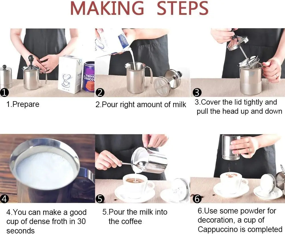 Manual Milk Frother, 400ml/14oz