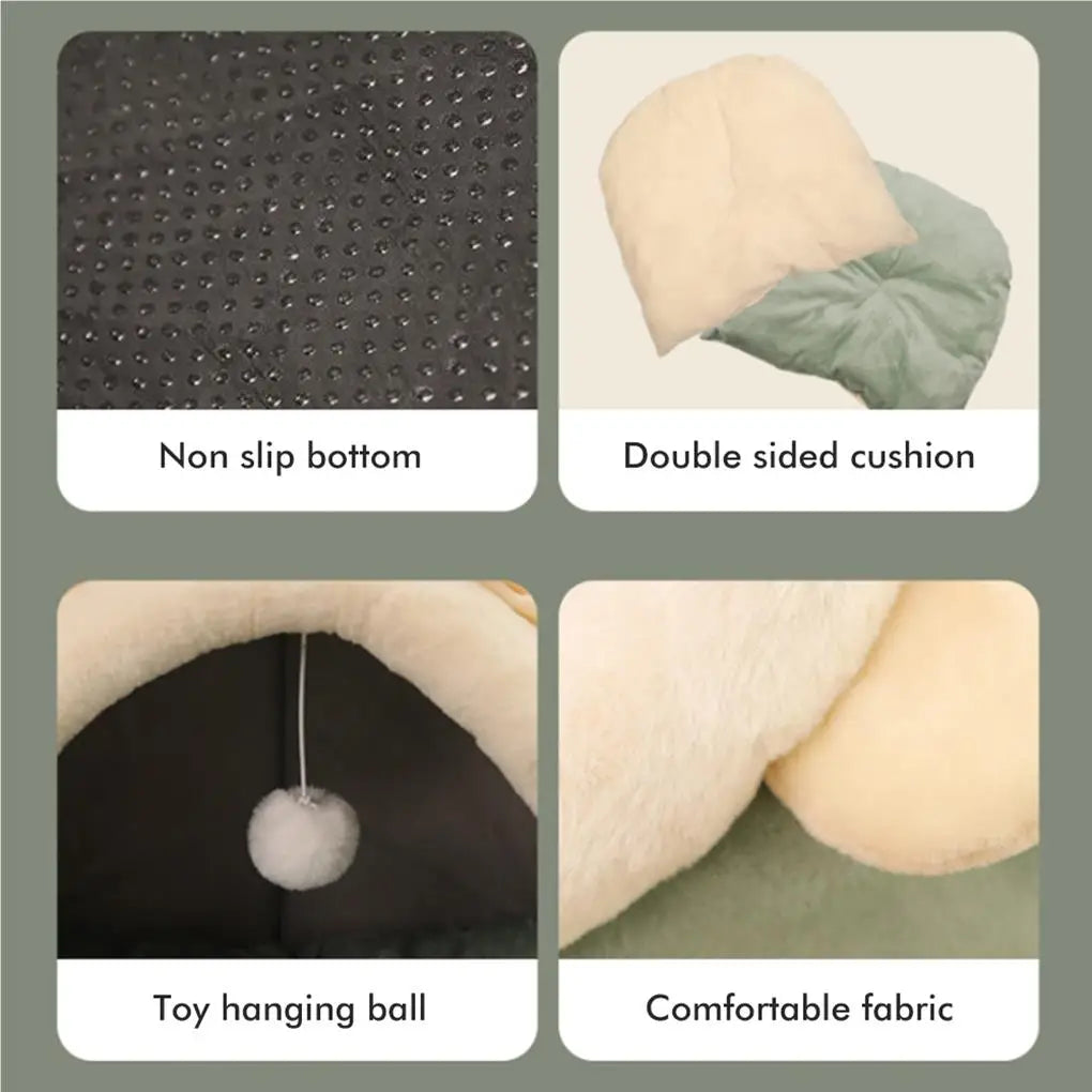 Warm Cozy Pet Bed Non-slip Bottom Cat House Cushion Removable and Washable Pet Sleeping Nest Bed