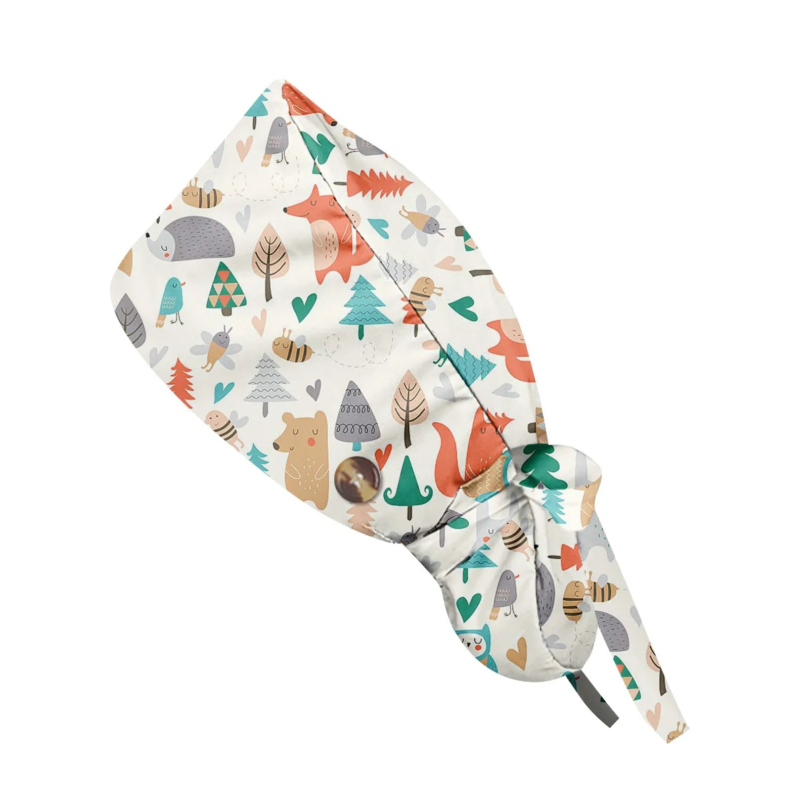 Fashion Cute Little Animals Printed Nurse Hat Casual Women'S Ponytail Hats  Baotou Hat Dustproof Hat Nursing Work Hats