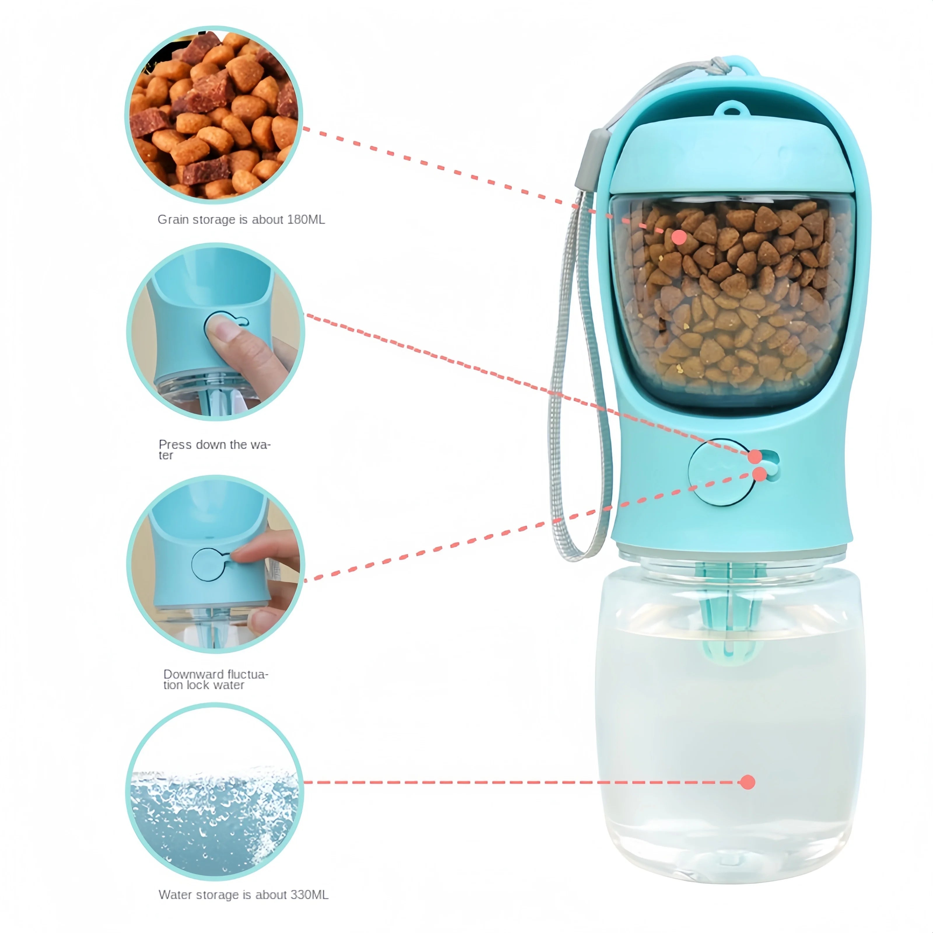 Portable Pet Water Bottle with Feeder**