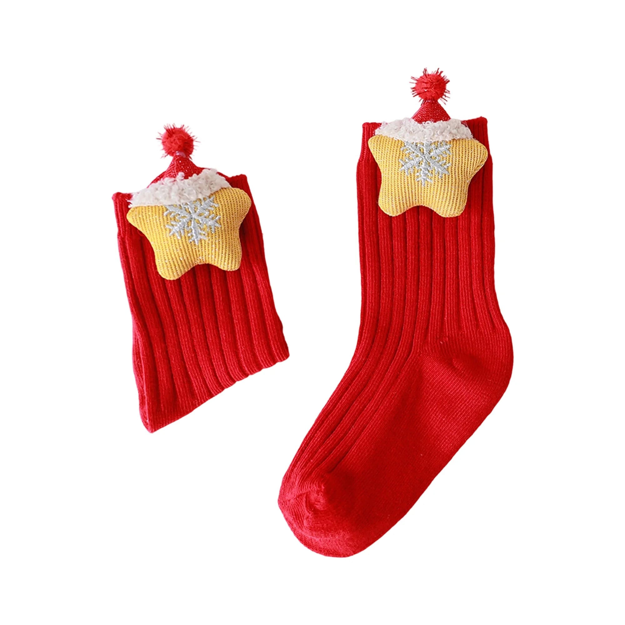 Adorable Reindeer and Snowman Christmas Stockings for Kids Festive Plush Dolls Knit Knee-High Socks Decoration