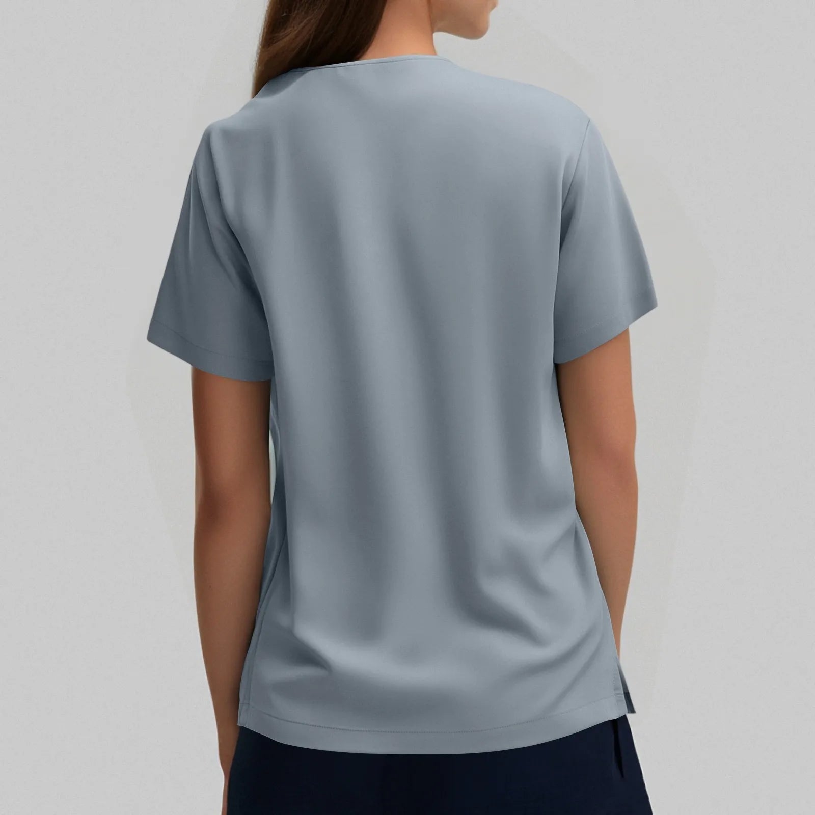 Hospital Scrubs V-Neck Tops Short Sleeve With Pockets