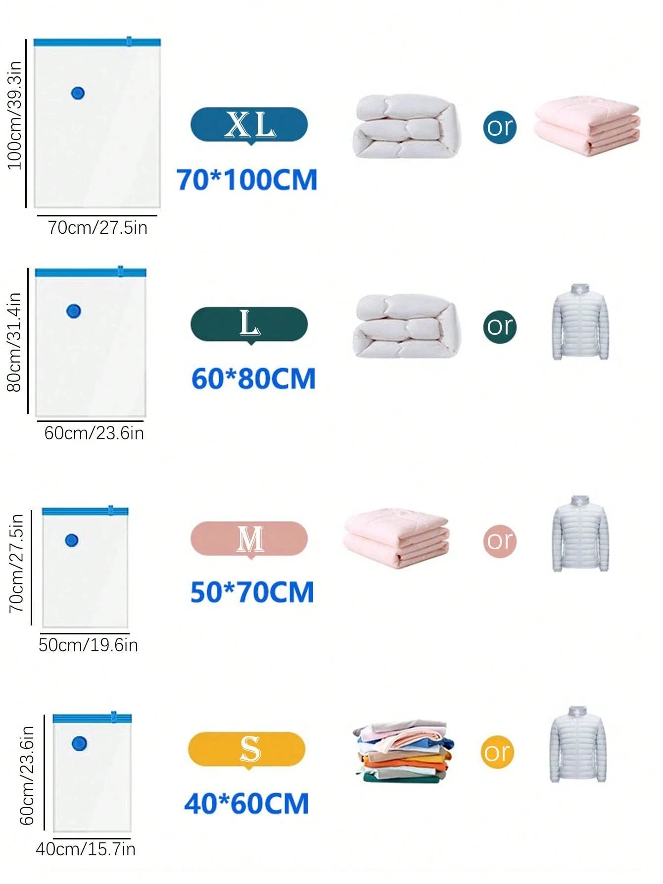Vacuum Compression Bags Set with Portable Hand Pump, Bedding & Clothes – Essential Travel Storage Solution, Vacuum Bag