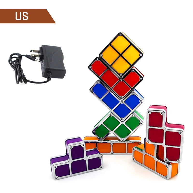 7 Colors Stackable Night Light, DIY Gaming Lamp, Puzzle Novelty LED Night Light, 3D Puzzles Night Light for Kids, Game Lovers