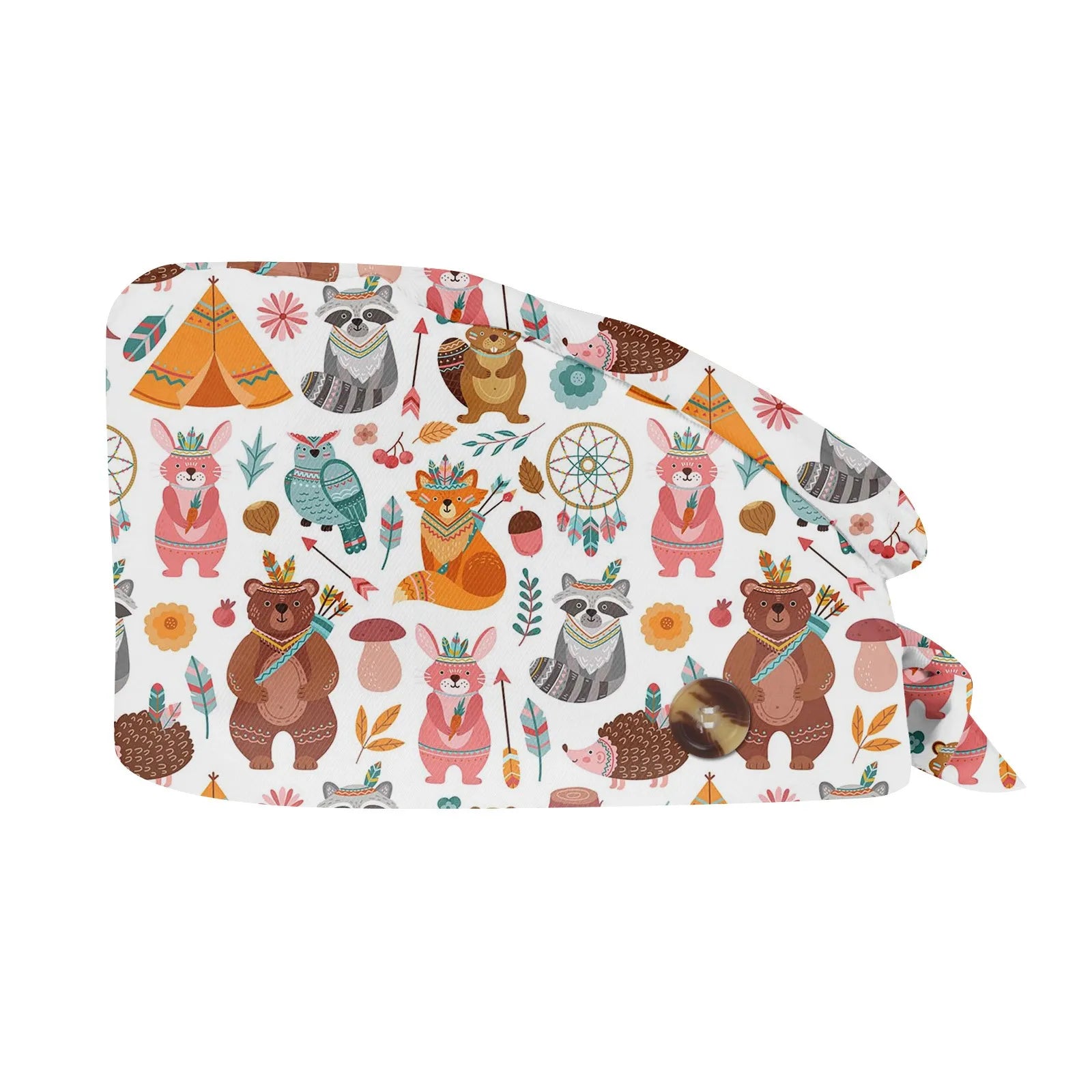 2025 New Fashion Cute Small Animal Print Neutral Frosted Nurse Hat Cotton Nursing Work Hat Casual Cap Dust Cap