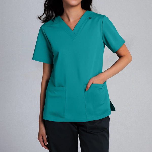 Hospital Scrubs V-Neck Tops Short Sleeve With Pockets