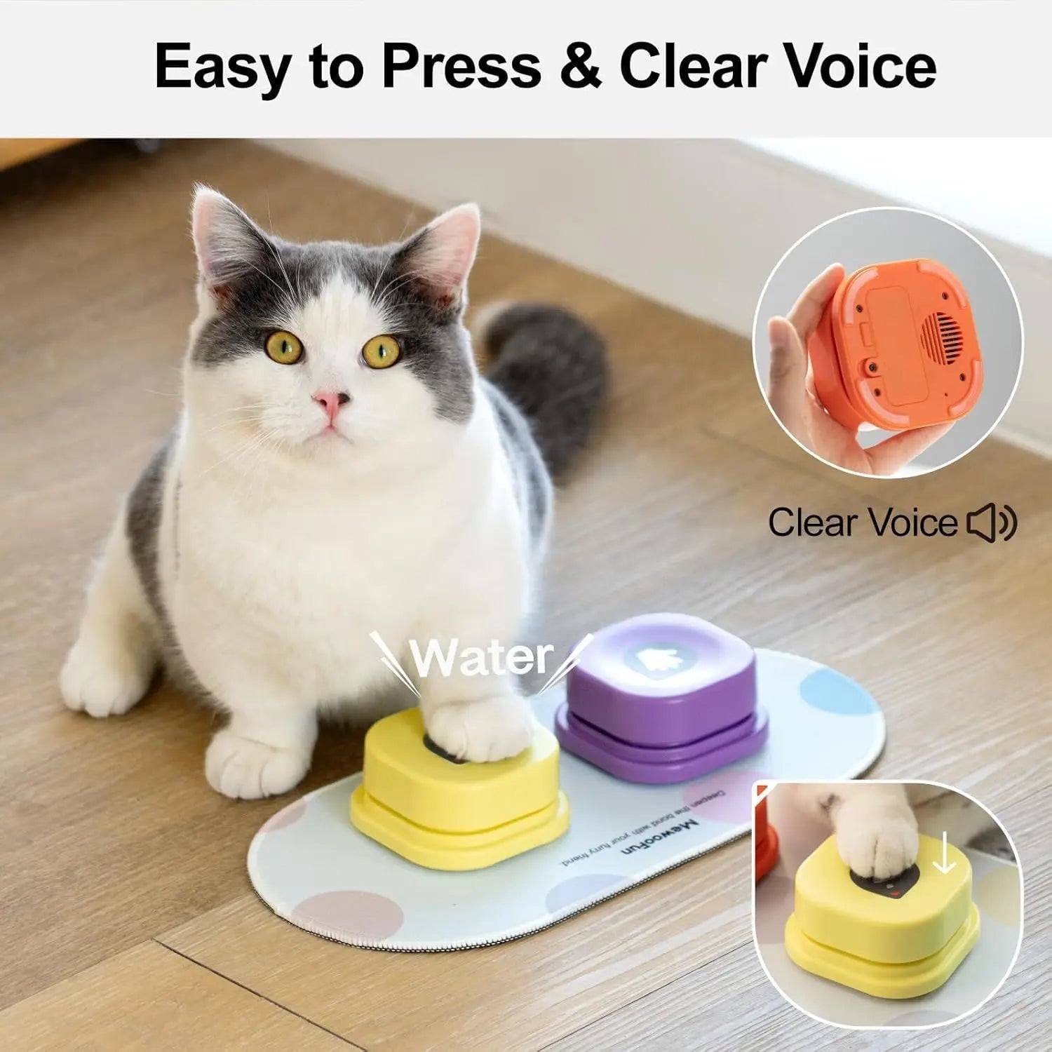 Mewoofun Dog Buttons for Communication with Anti-Slip Mat Pet Buttons Voice Recording Clicker with training Manual for Cats Dogs