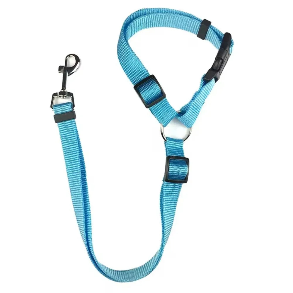 Two-in-One Solid Color Pet Car Seat Belt & Lead