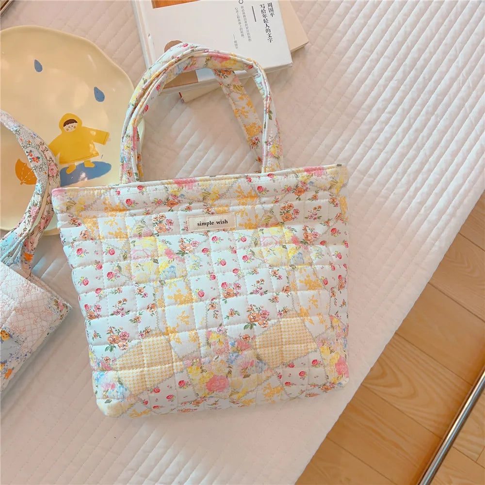 Korean Mini Floral Cotton Tote Bag