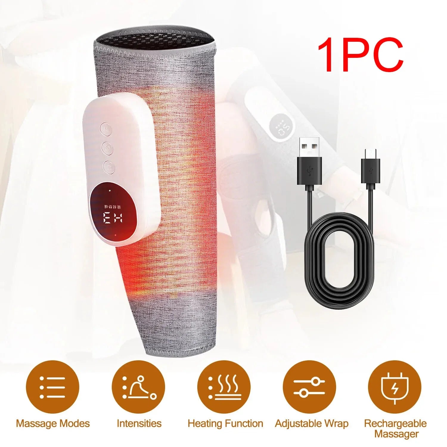 360° Leg Massager 3 Modes Air Compression Heat Calf Massager Adjustable Intensity Relieve Foot Muscle Promote Blood Circulation