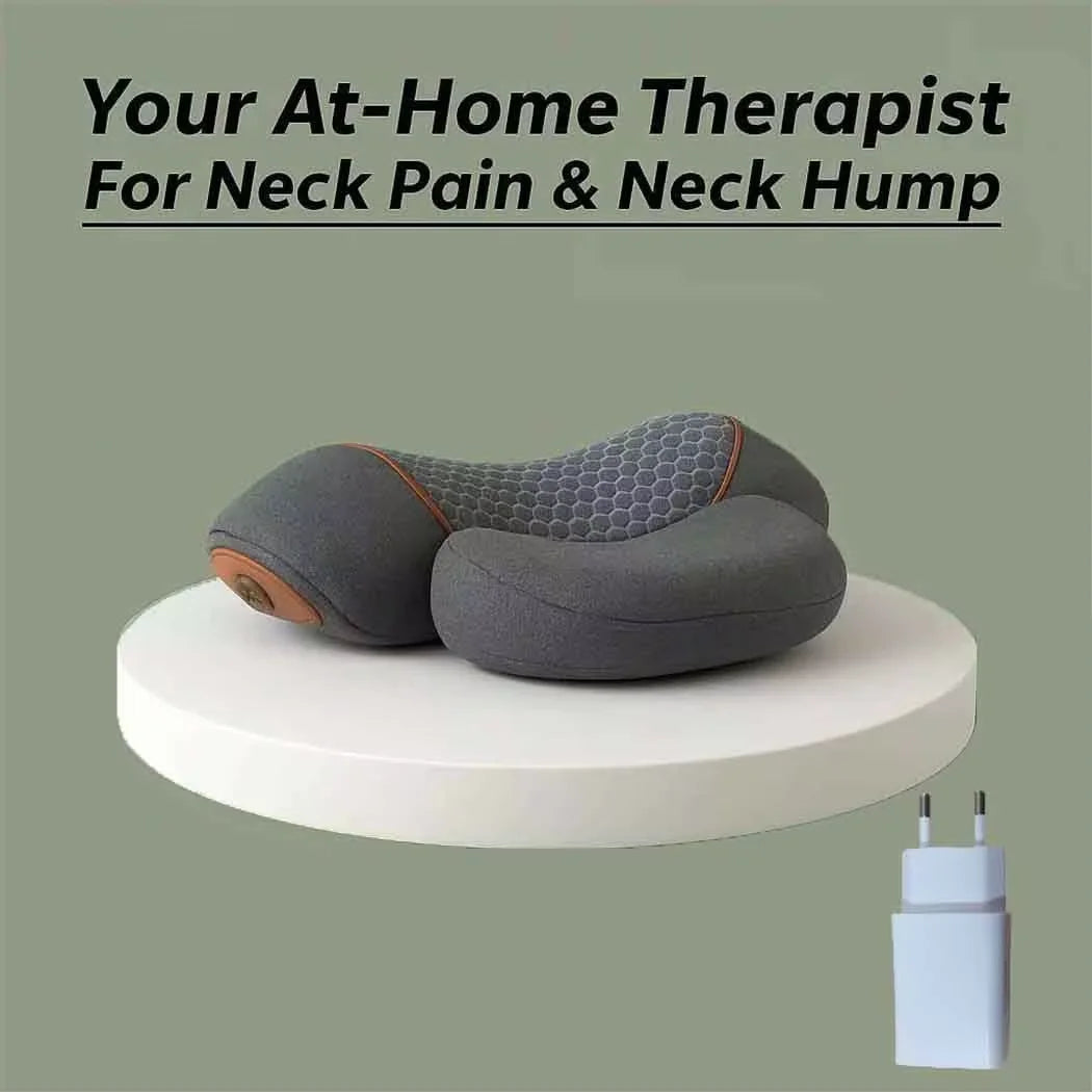Okayso Electric Neck Massager Cervical Pillow Hot Compress Neck Stretch Heating Vibration Neck Shoulder Massager Traction Pillow