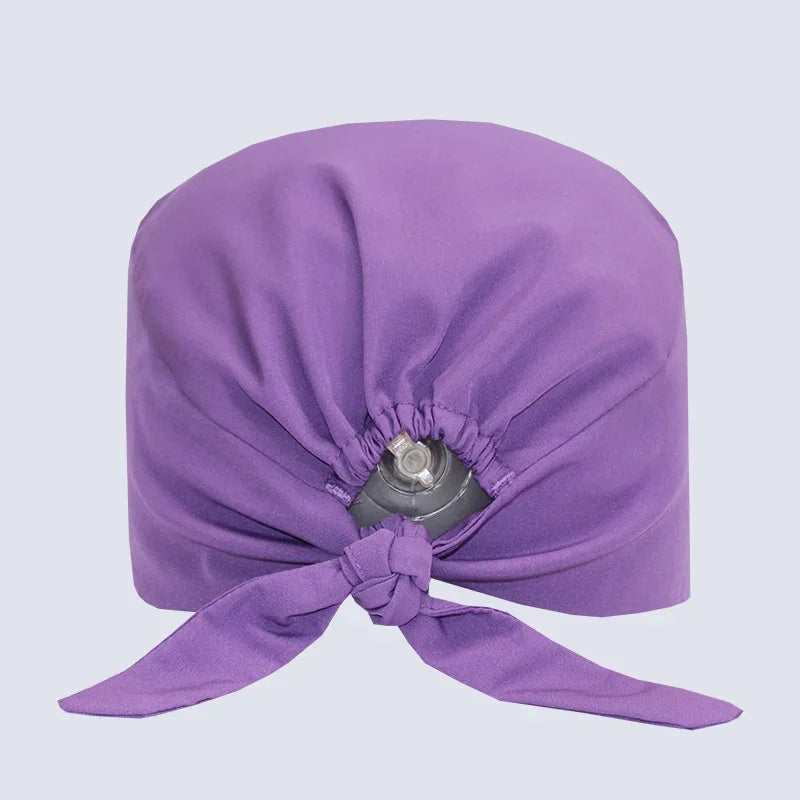 Micro Stretch Women's Medical Scrub Cap Adjustable Dentist Vet Nurse Work Cap Surgical Hat with Button Health Service Work Hat